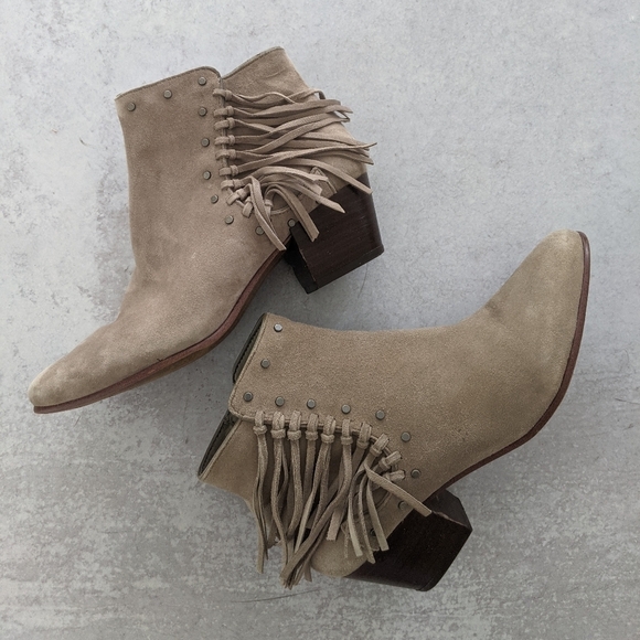 Sam Edelman Rudie Studded Fringe Suede Ankle Boot Bootie 5.5 - Picture 1 of 8